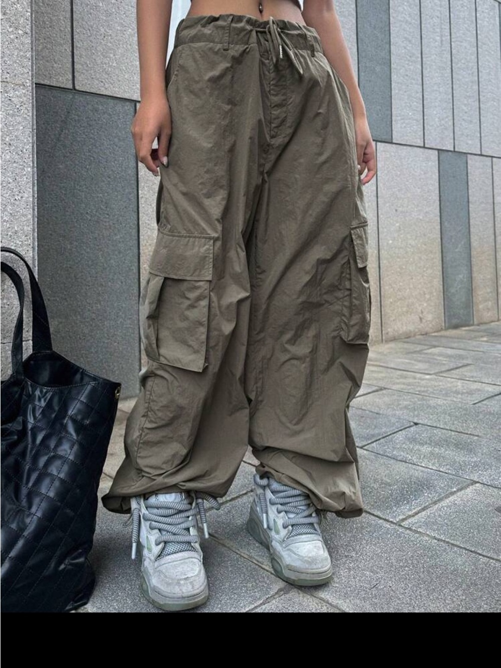 Cargo Wide-Leg Utility Pants - Olive
